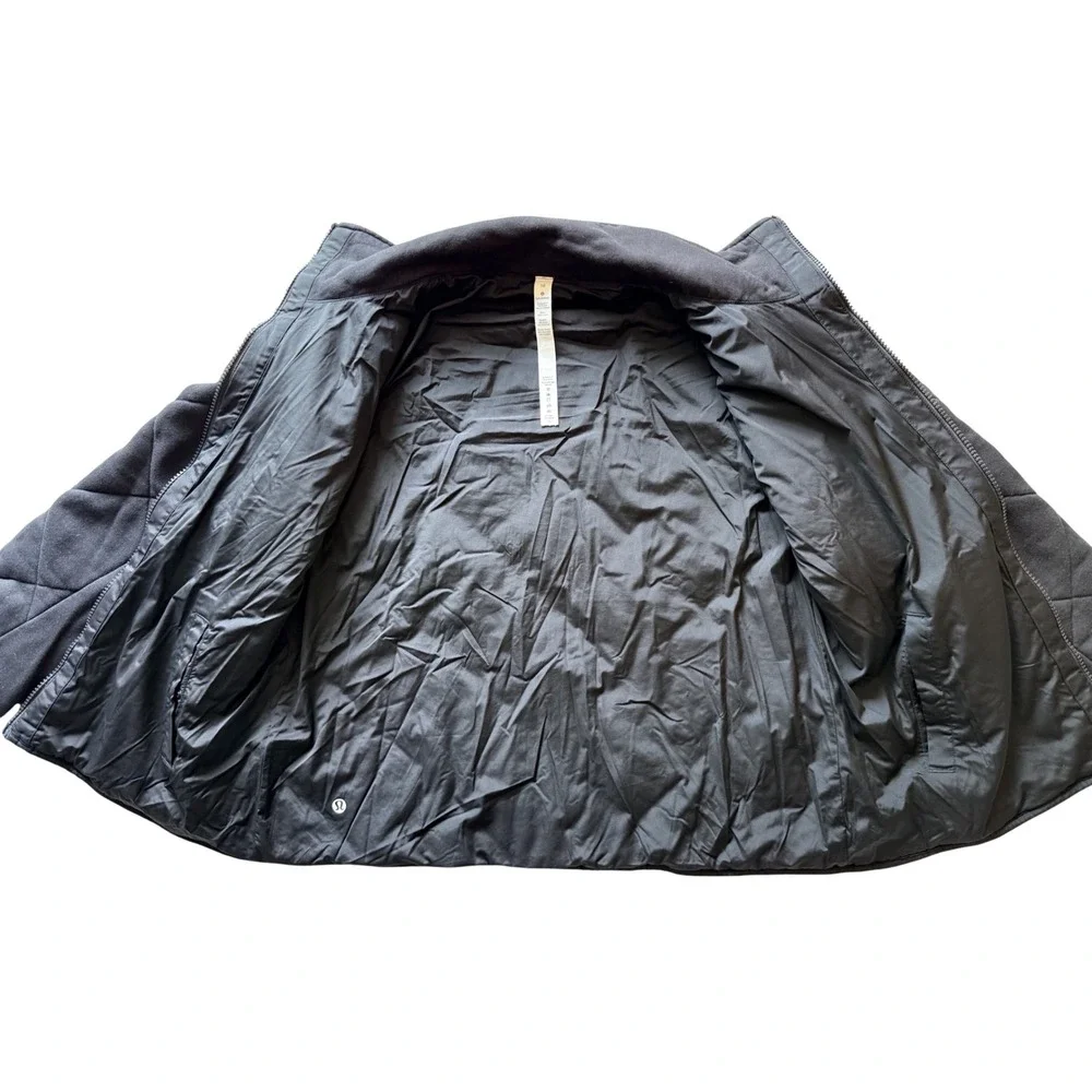 Lululemon Black Quilted Full Zip Mock Neck Jacket Women Size 10 - Picture 6 of 11